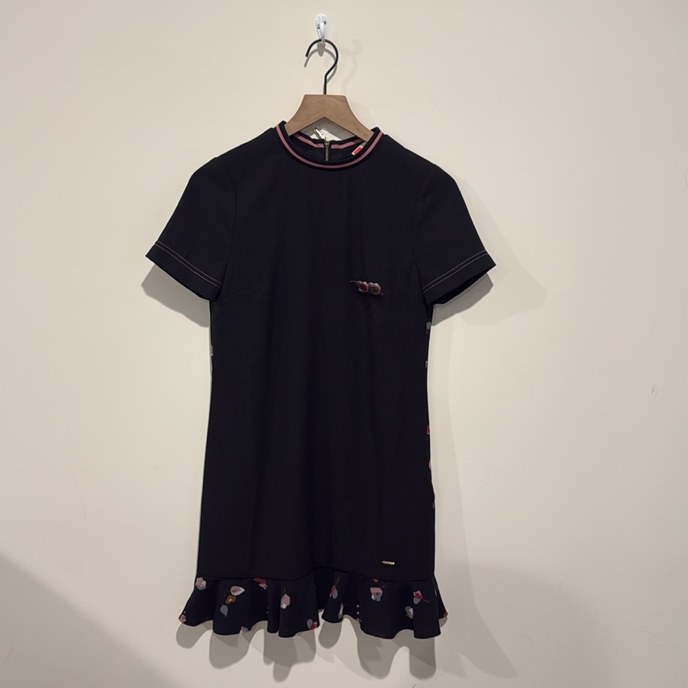 NEW • Ted Baker • Women’s Colour by Numbers Zolba Print-Detail Dress Black Pink - Picture 3 of 4